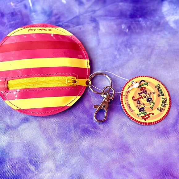 NWT Vintage Y2k Joseph Stephen Bag Charm/Coin Purse/Keychain; Striped/Floral - Picture 3 of 3